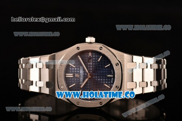 Audemars Piguet Royal Oak 33MM Miyota Quartz Steel Case/Bracelet with Stick Markers and Blue Dial (EF) - Click Image to Close